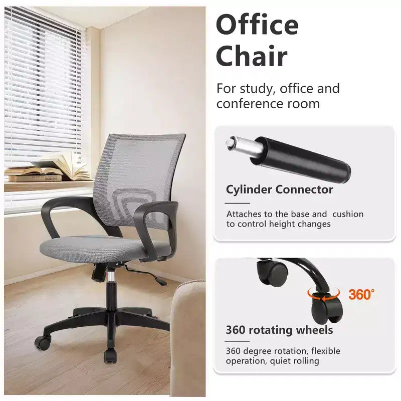 Mid Back Mesh Office Chair with Lumbar Support and Adjustable Height