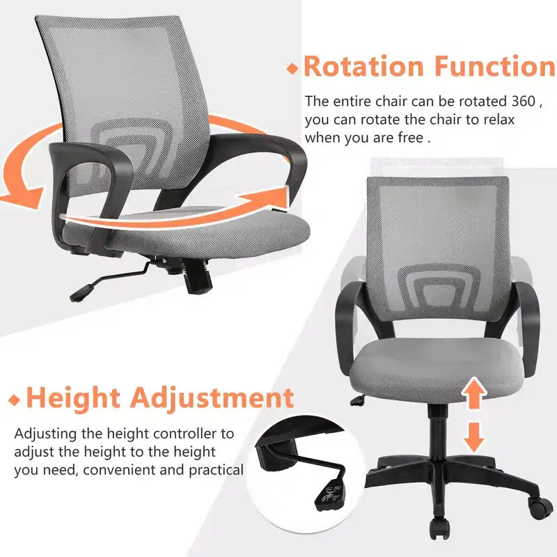 Mid Back Mesh Office Chair with Lumbar Support and Adjustable Height
