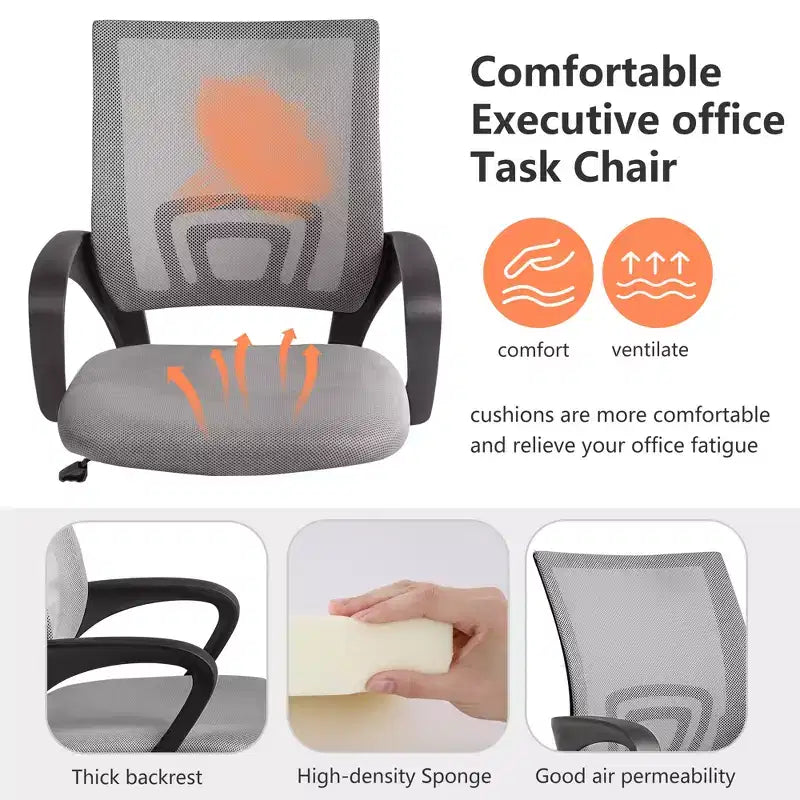 Mid Back Mesh Office Chair with Lumbar Support and Adjustable Height