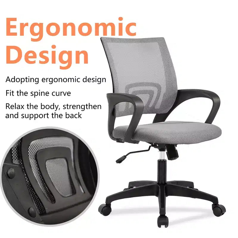 Mid Back Mesh Office Chair with Lumbar Support and Adjustable Height