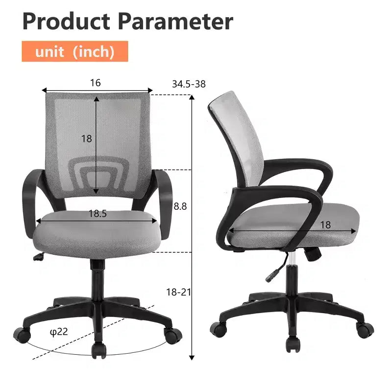 Mid Back Mesh Office Chair with Lumbar Support and Adjustable Height