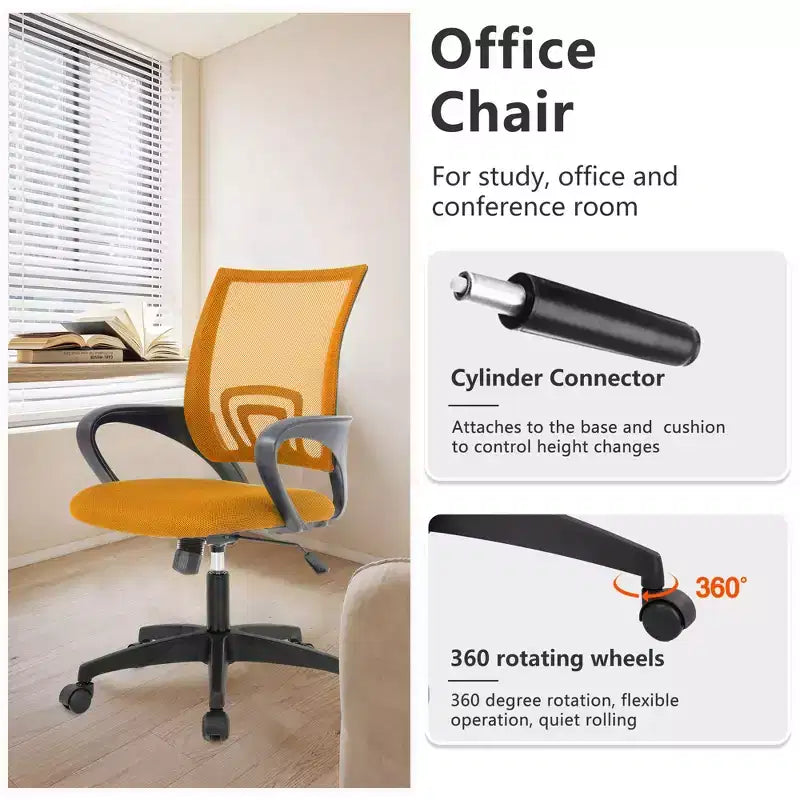 Mid Back Mesh Office Chair with Lumbar Support and Adjustable Height