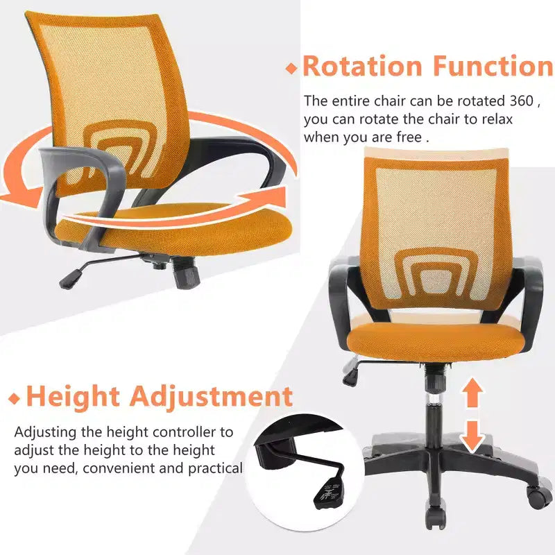 Mid Back Mesh Office Chair with Lumbar Support and Adjustable Height