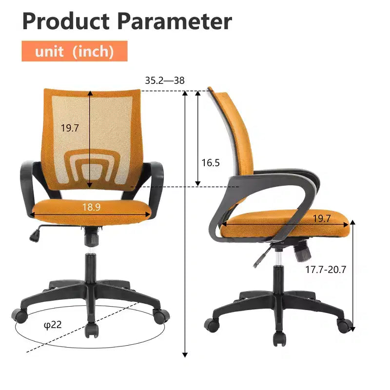 Mid Back Mesh Office Chair with Lumbar Support and Adjustable Height