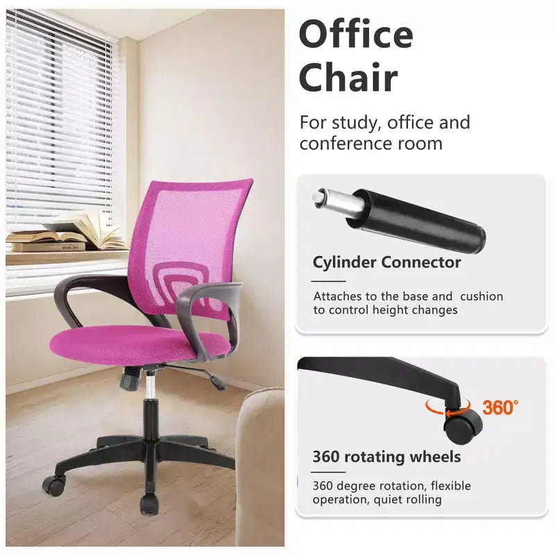 Mid Back Mesh Office Chair with Lumbar Support and Adjustable Height