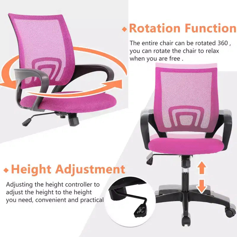 Mid Back Mesh Office Chair with Lumbar Support and Adjustable Height