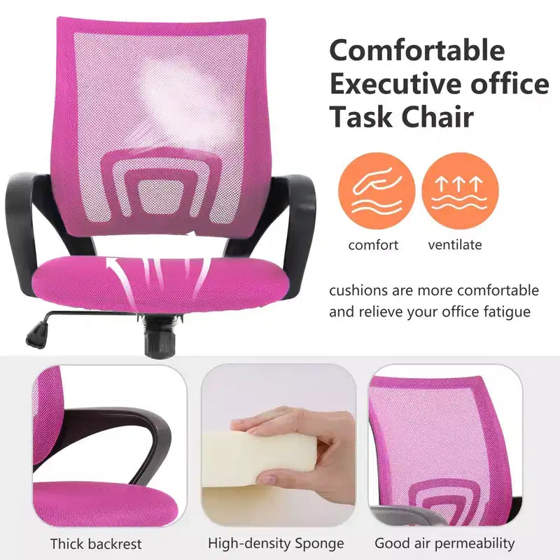 Mid Back Mesh Office Chair with Lumbar Support and Adjustable Height