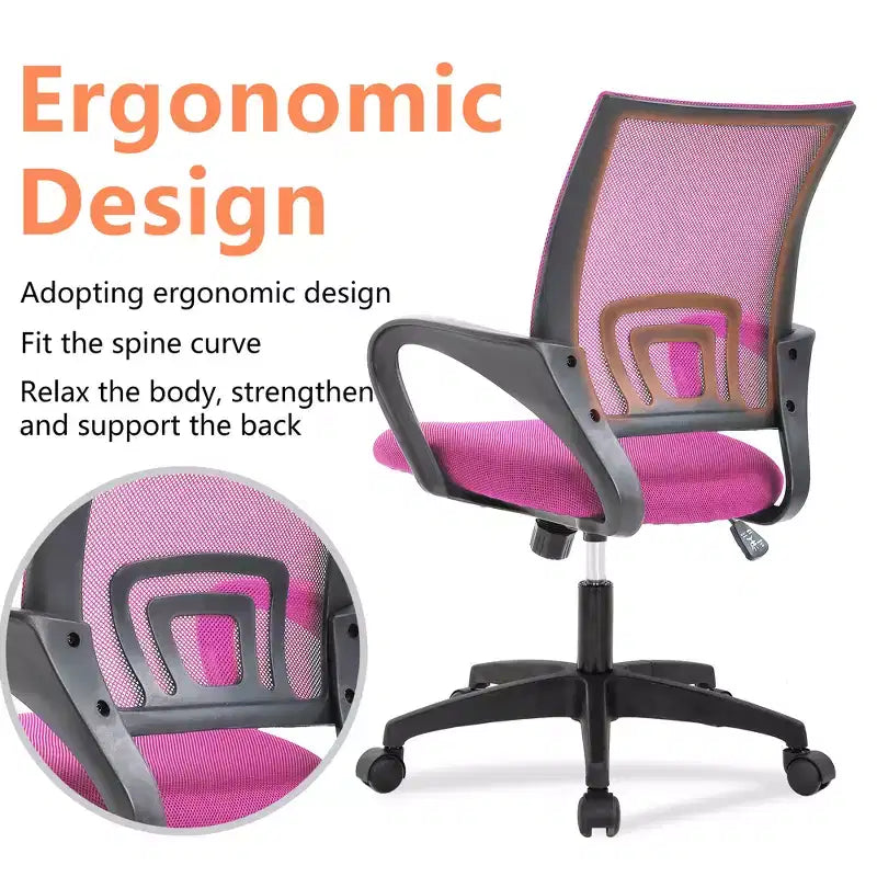 Mid Back Mesh Office Chair with Lumbar Support and Adjustable Height