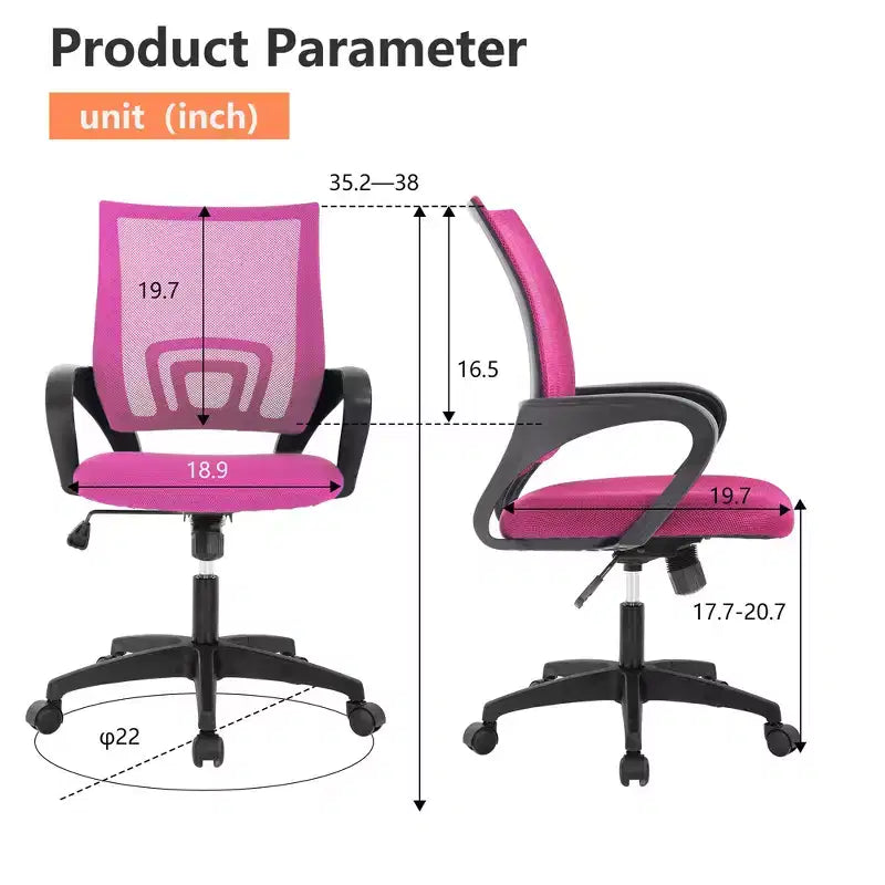 Mid Back Mesh Office Chair with Lumbar Support and Adjustable Height