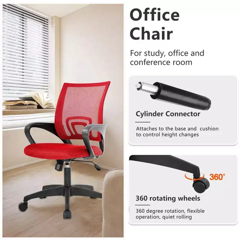 Mid Back Mesh Office Chair with Lumbar Support and Adjustable Height