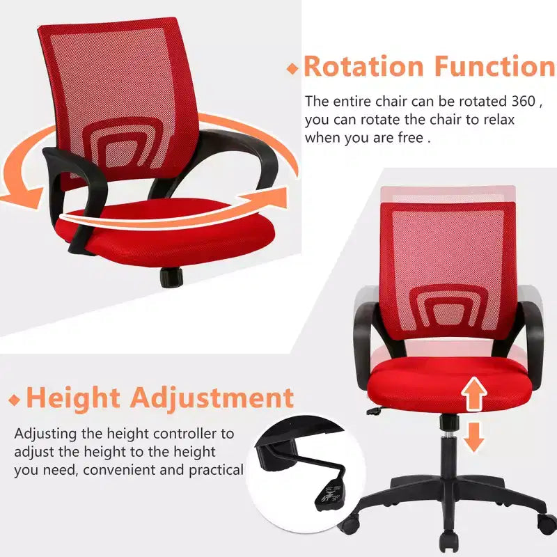 Mid Back Mesh Office Chair with Lumbar Support and Adjustable Height