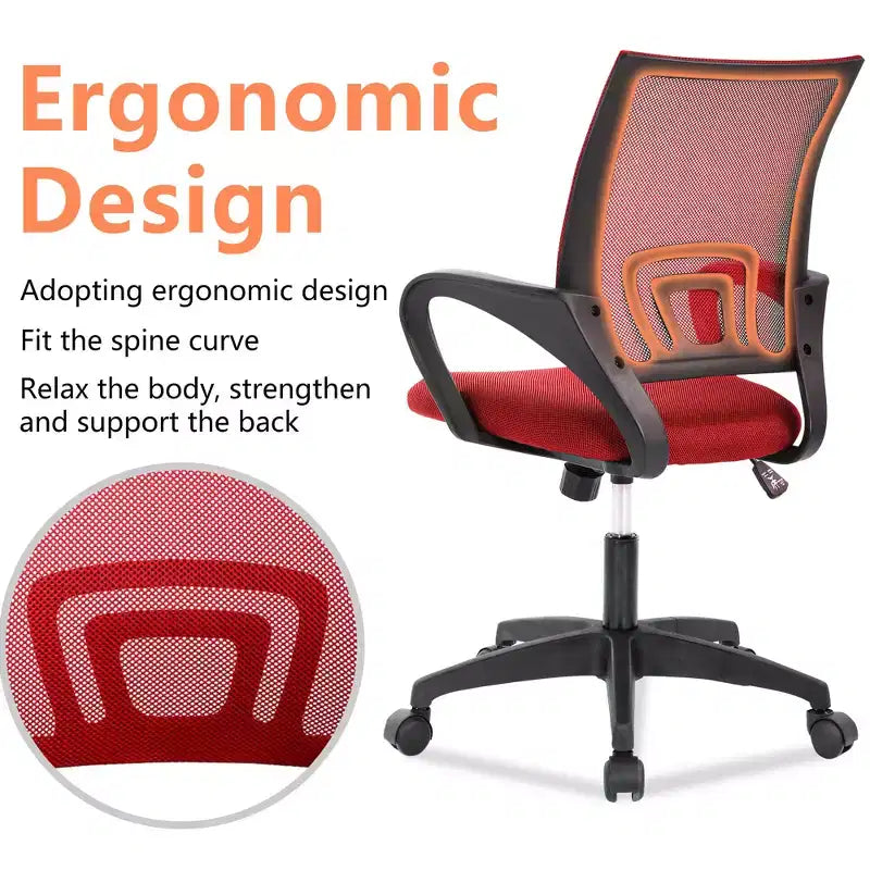 Mid Back Mesh Office Chair with Lumbar Support and Adjustable Height