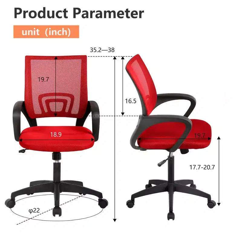 Mid Back Mesh Office Chair with Lumbar Support and Adjustable Height