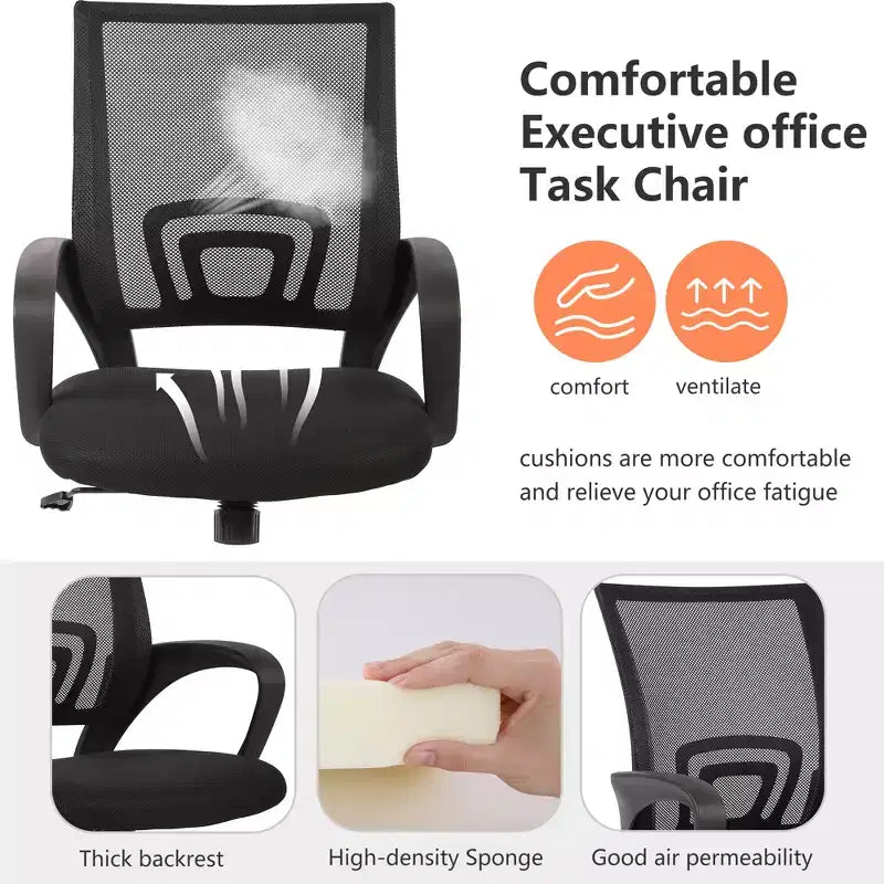 Mid Back Mesh Office Chair with Lumbar Support and Adjustable Height