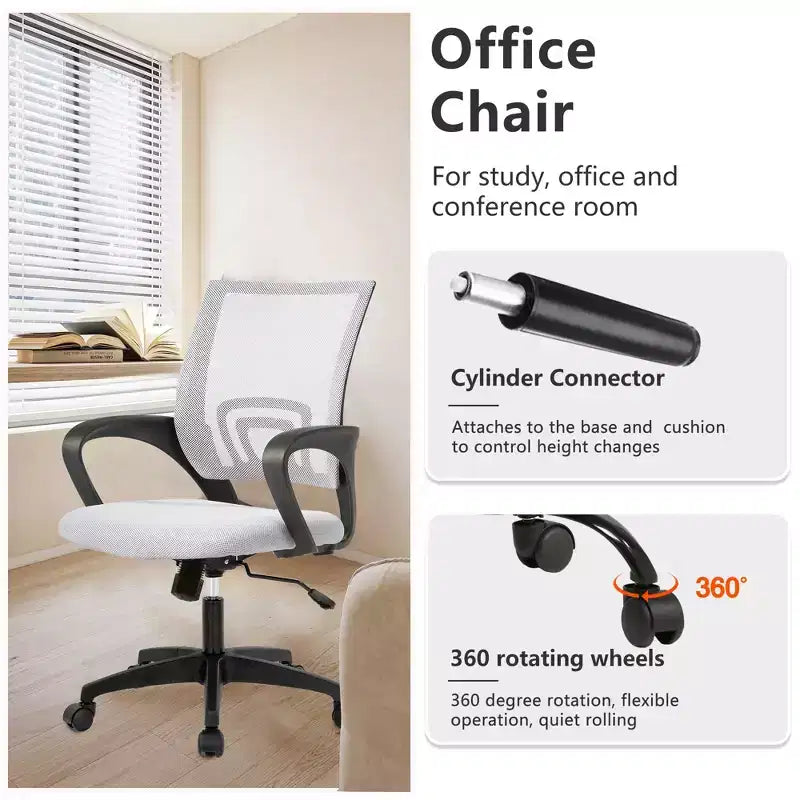 Mid Back Mesh Office Chair with Lumbar Support and Adjustable Height