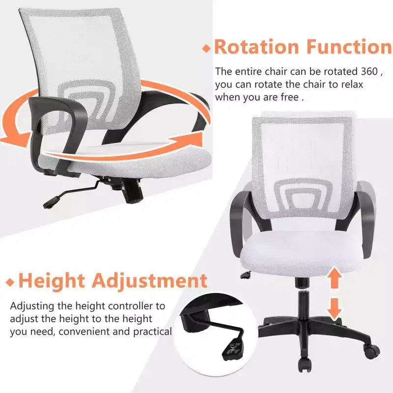 Mid Back Mesh Office Chair with Lumbar Support and Adjustable Height