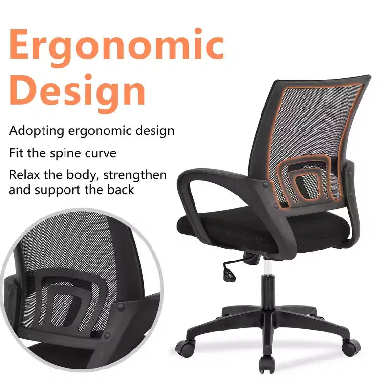Mid Back Mesh Office Chair with Lumbar Support and Adjustable Height