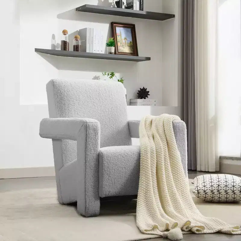 29.1" Modern Lamb Fleece Upholstered Accent Armchair