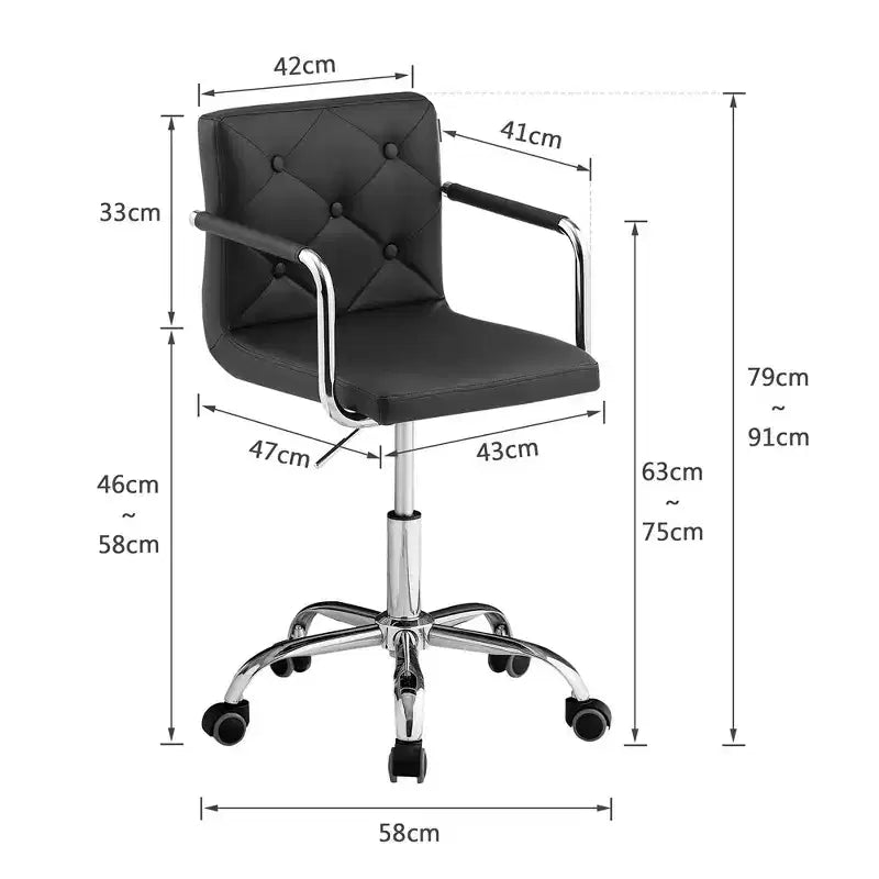 Rolling Adjustable Height Home Office Desk Chair