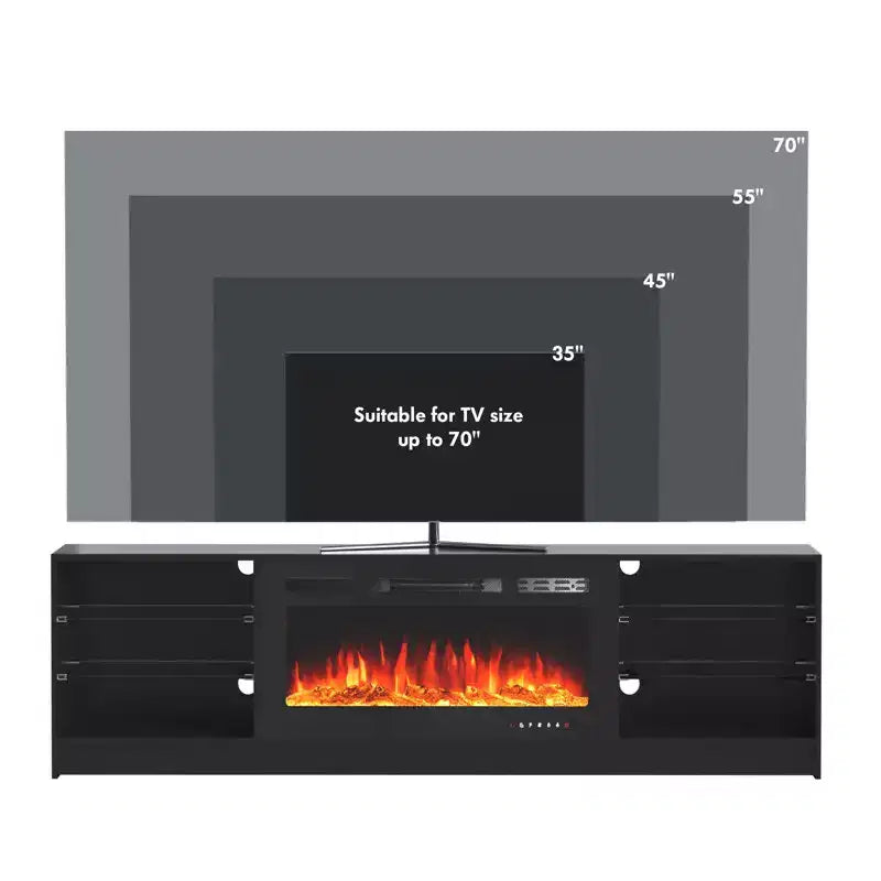 Fireplace TV Stand with 40" Electric Fireplace and Adjustable Glass Shelves - TVs up to 79"