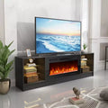 Fireplace TV Stand with 40" Electric Fireplace and Adjustable Glass Shelves - TVs up to 79"