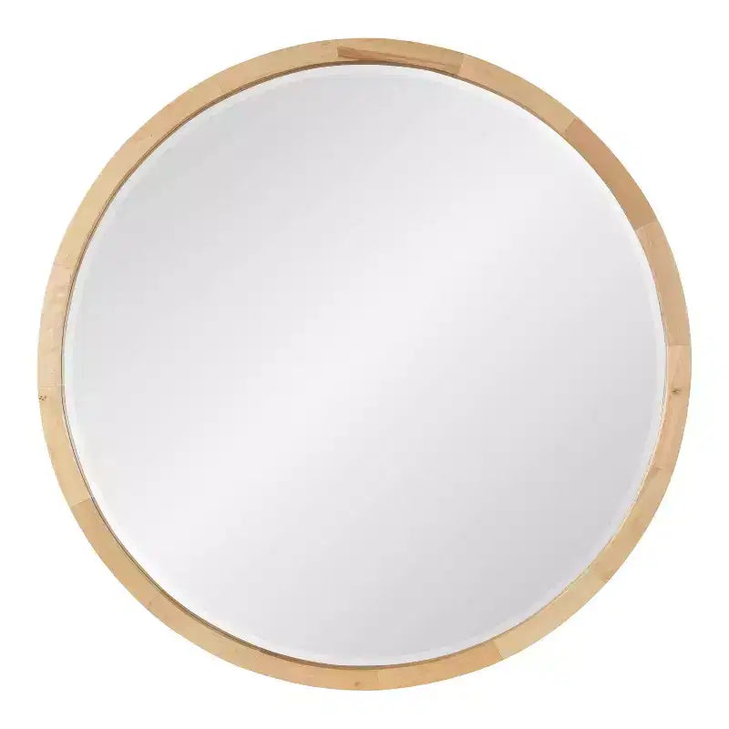 Round Wood Frame Wall Mirror