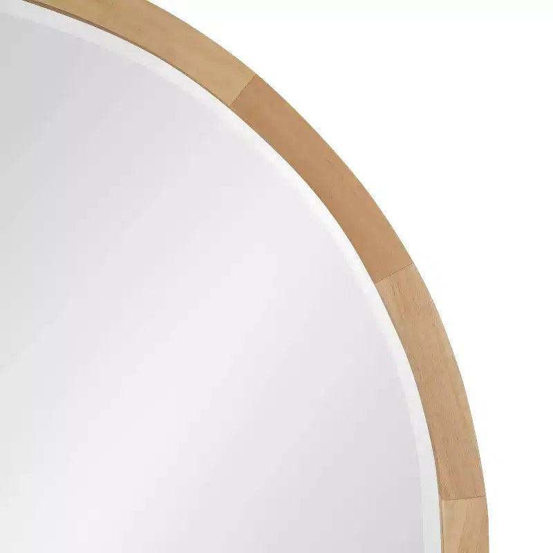 Round Wood Frame Wall Mirror