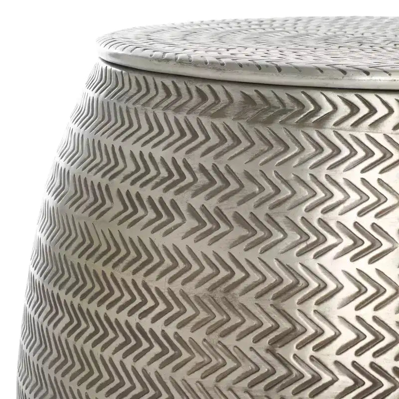 Drum Shape Aluminum Side Table with Storage