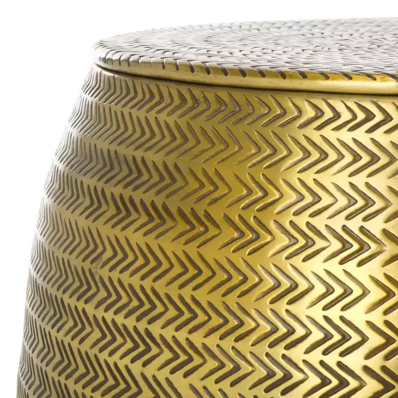 Drum Shape Aluminum Side Table with Storage