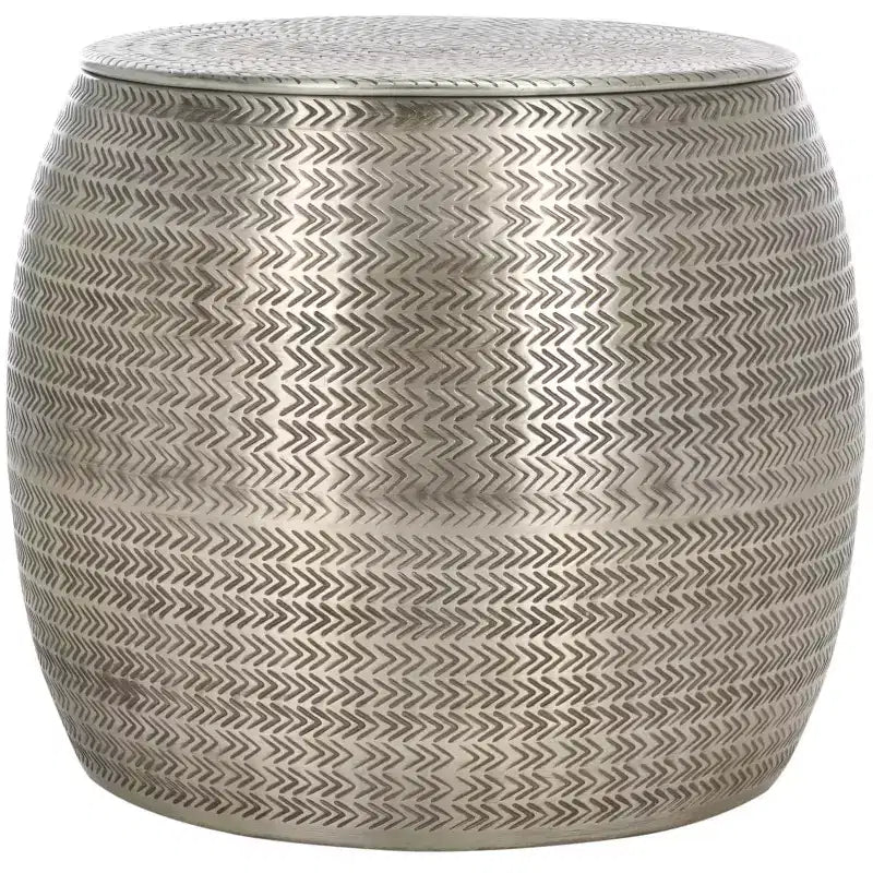 Drum Shape Aluminum Side Table with Storage