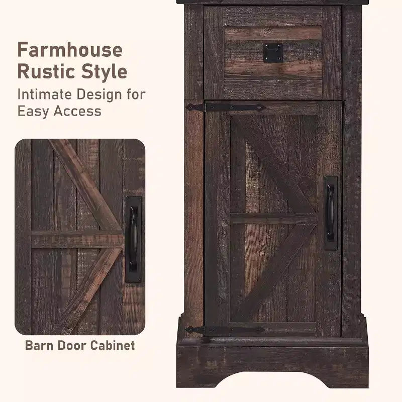 68" Farmhouse Tall Linen Tower Bathroom Floor Cabinet with Adjustable Shelves