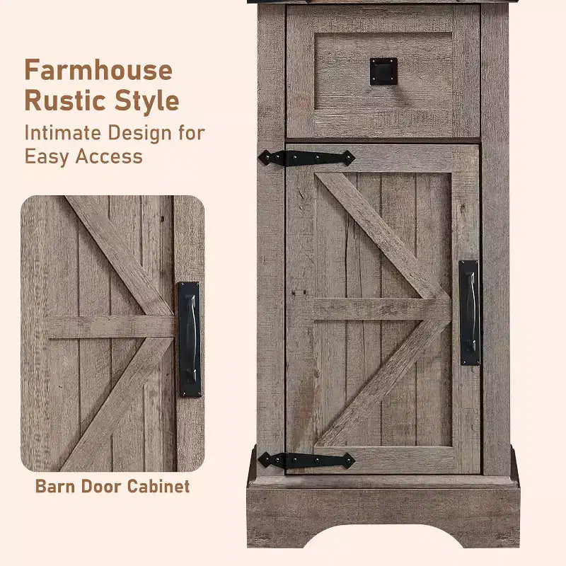 68" Farmhouse Tall Linen Tower Bathroom Floor Cabinet with Adjustable Shelves