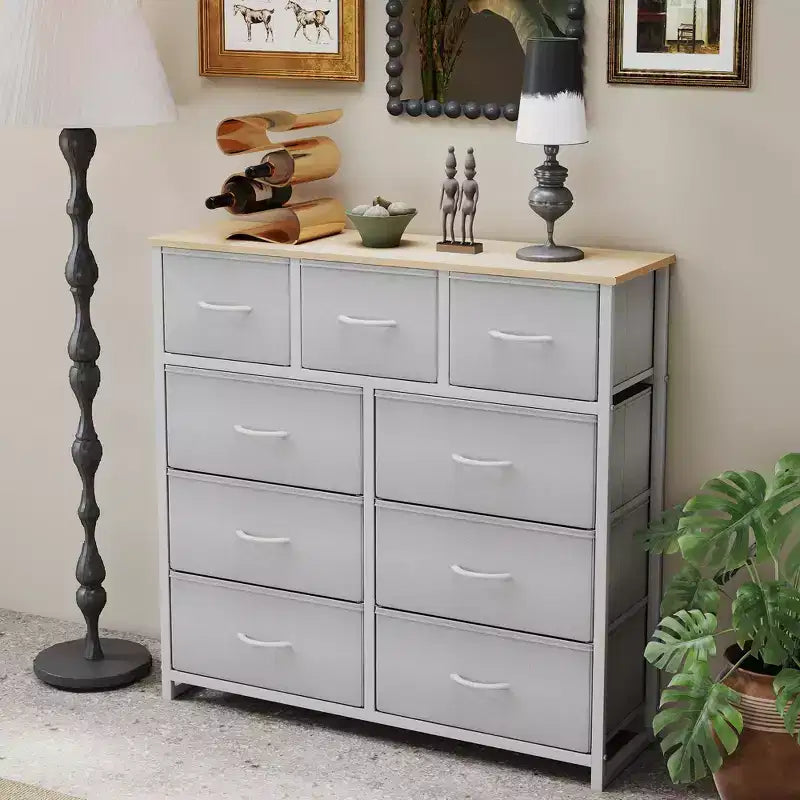 9 Drawer Fabric Storage Dresser Chest