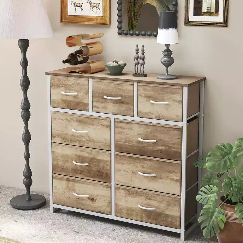 9 Drawer Fabric Storage Dresser Chest