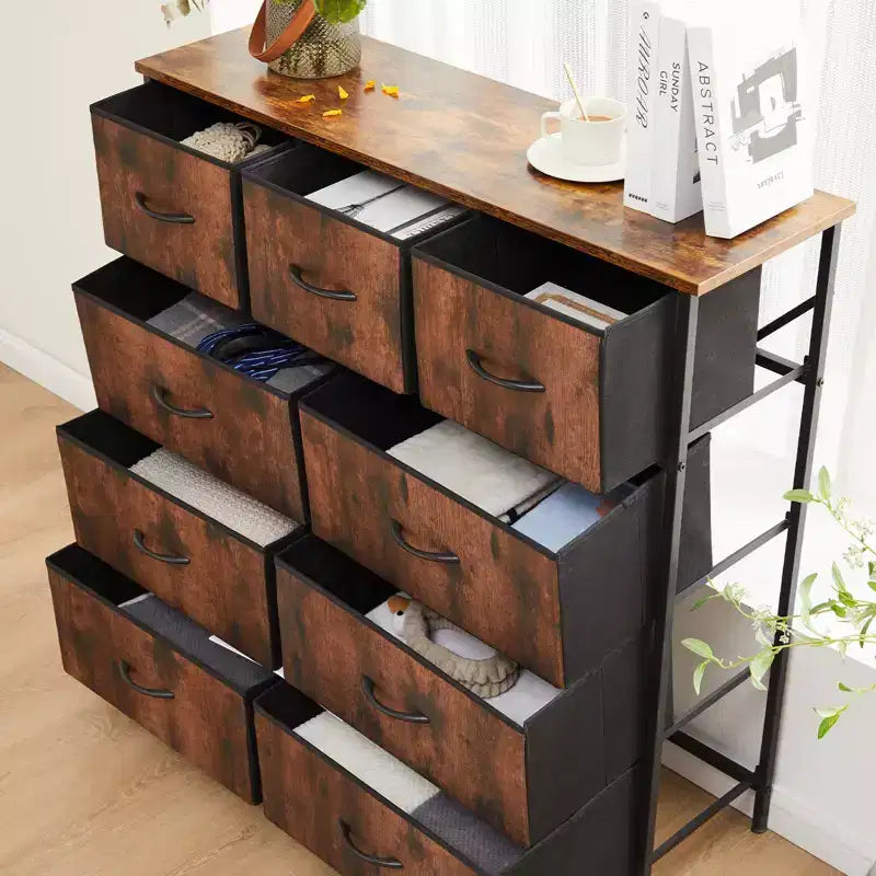 9 Drawer Fabric Storage Dresser Chest
