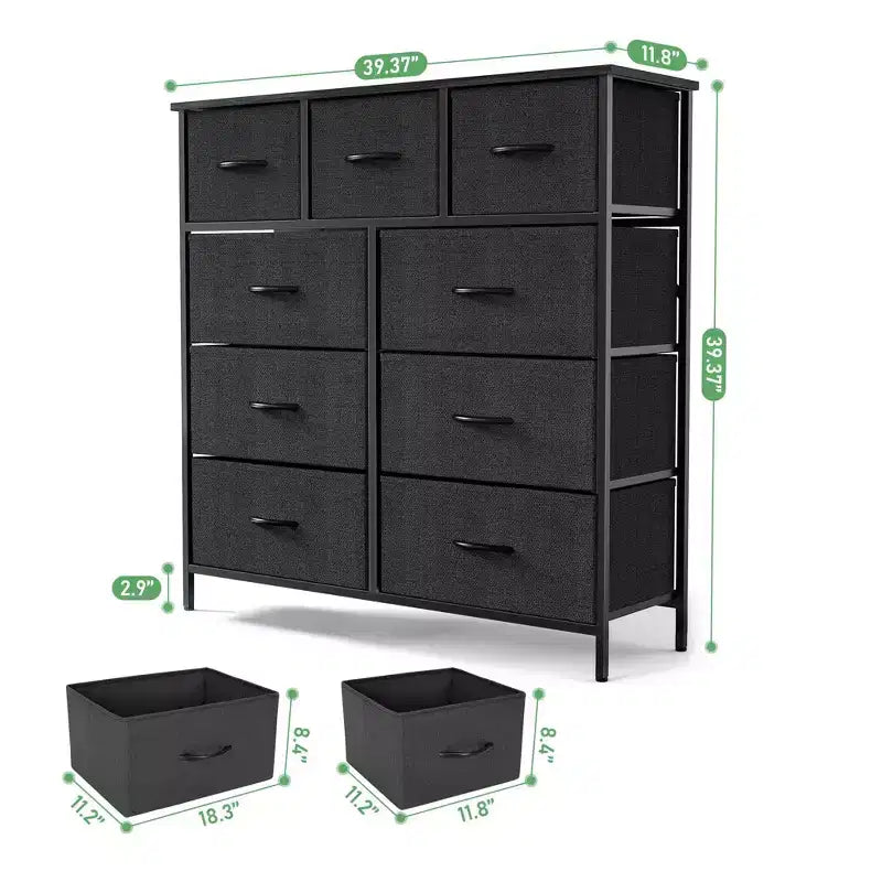 9 Drawer Fabric Storage Dresser Chest