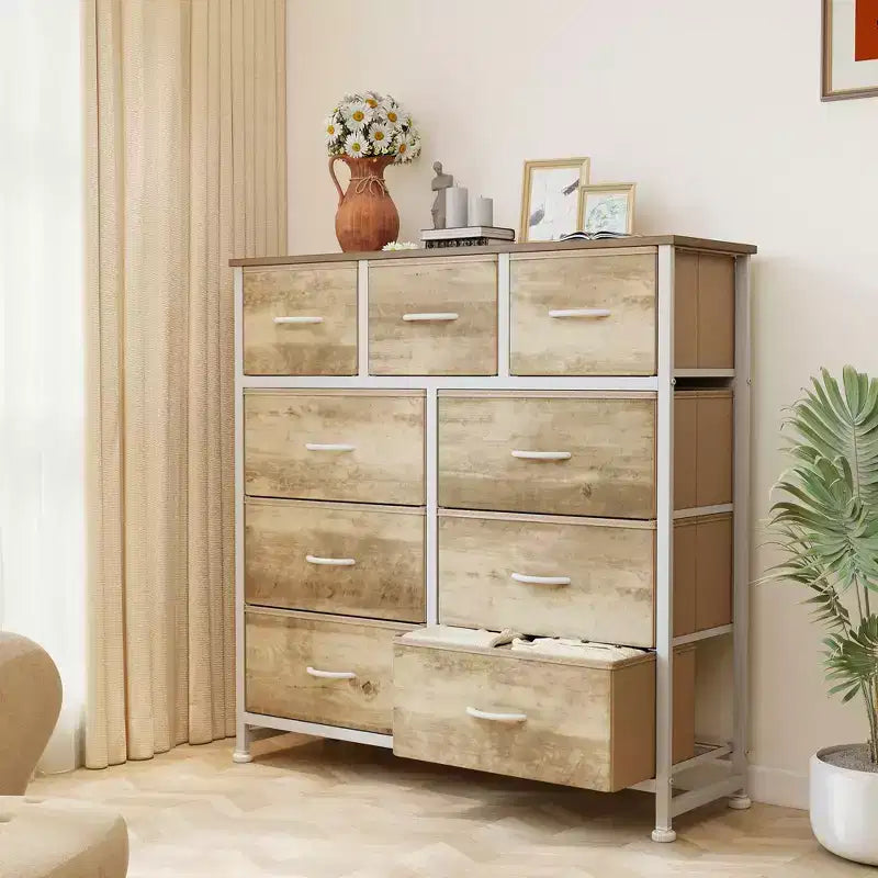9 Drawer Fabric Storage Dresser Chest