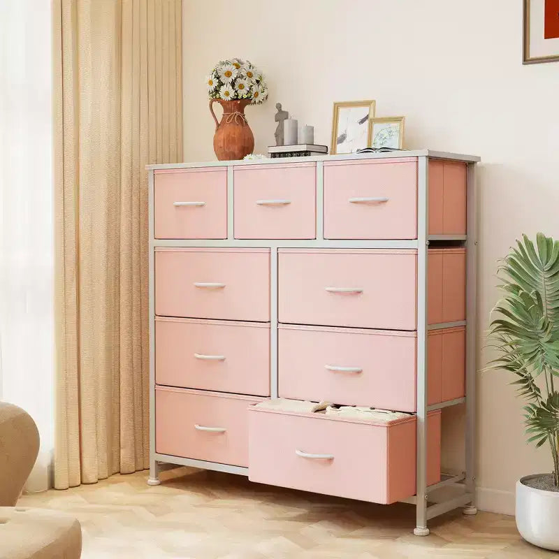9 Drawer Fabric Storage Dresser Chest