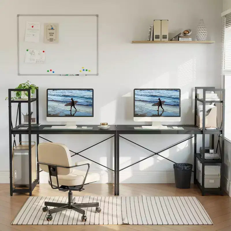 47" Computer Desk with Reversible Bookshelf
