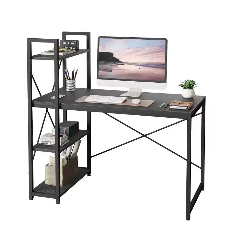 47" Computer Desk with Reversible Bookshelf