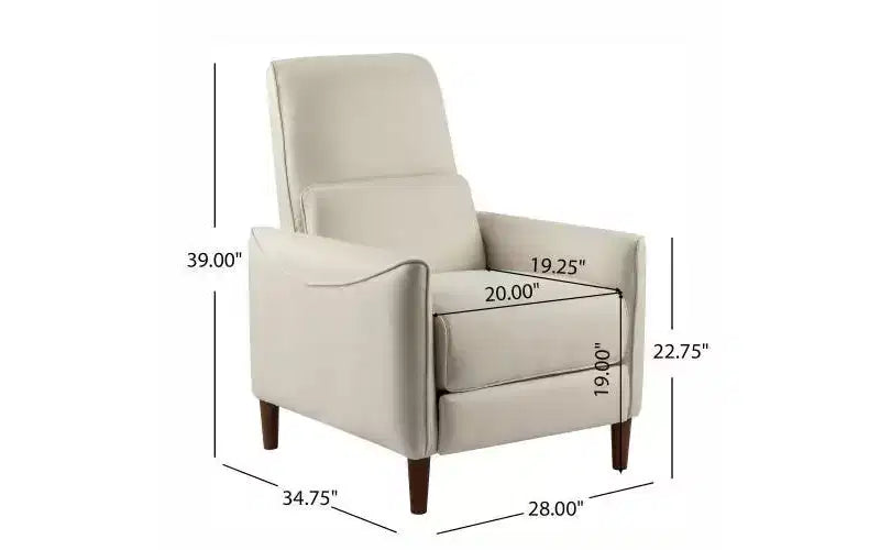 Upholstered Recliner Chair with Rubberwood Tapered Legs