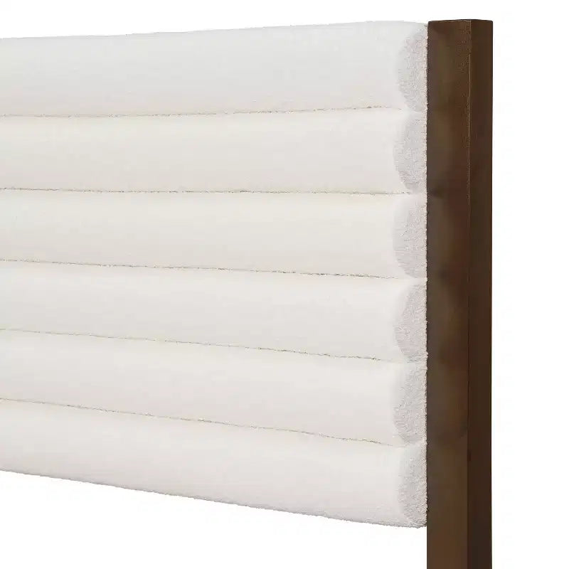 Queen Platform Bed with Boucle Upholstery