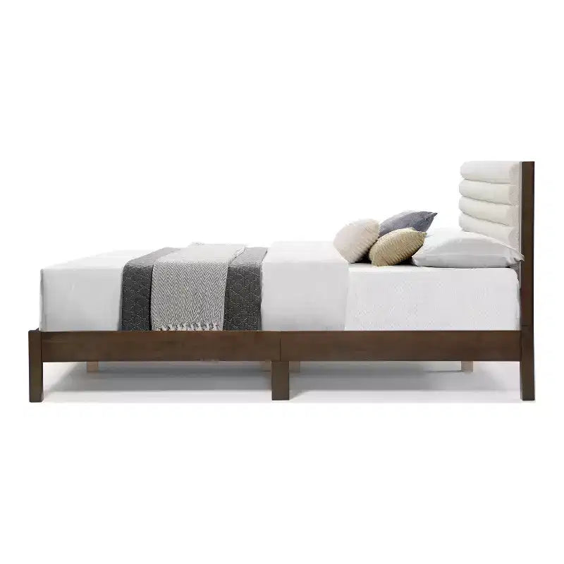 Queen Platform Bed with Boucle Upholstery