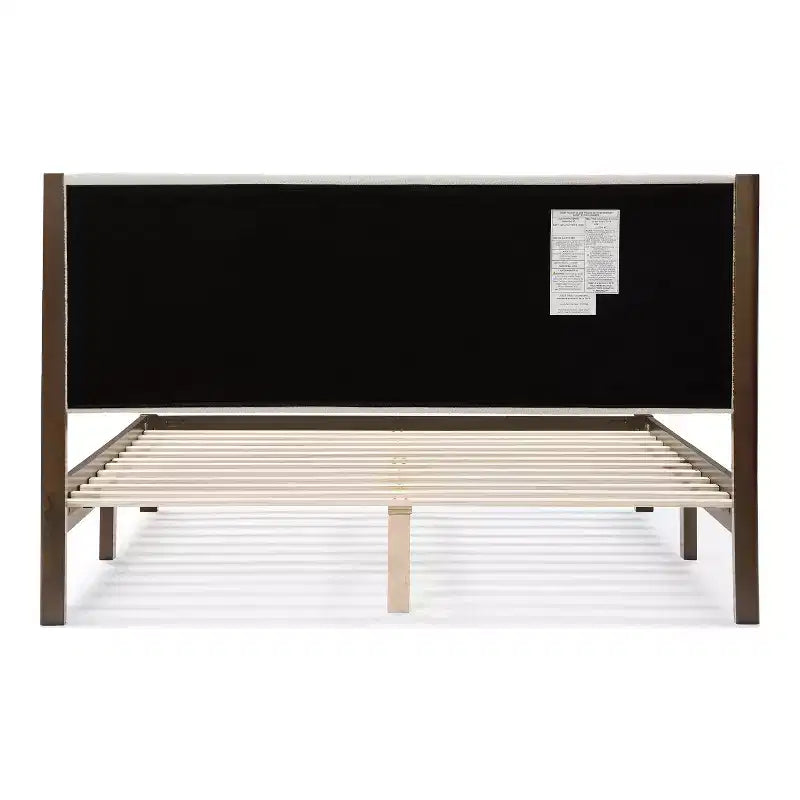 Queen Platform Bed with Boucle Upholstery