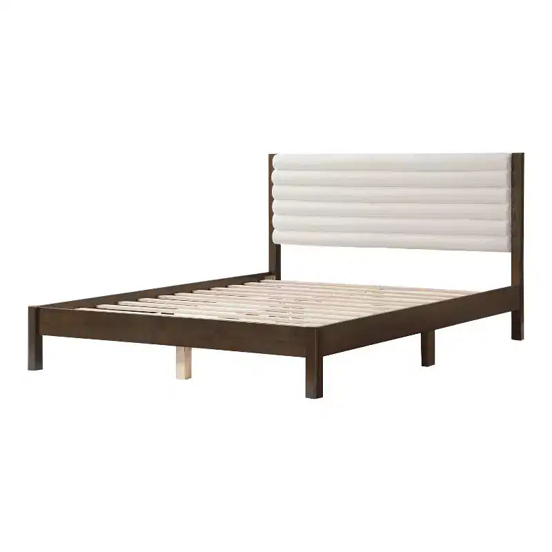 Queen Platform Bed with Boucle Upholstery