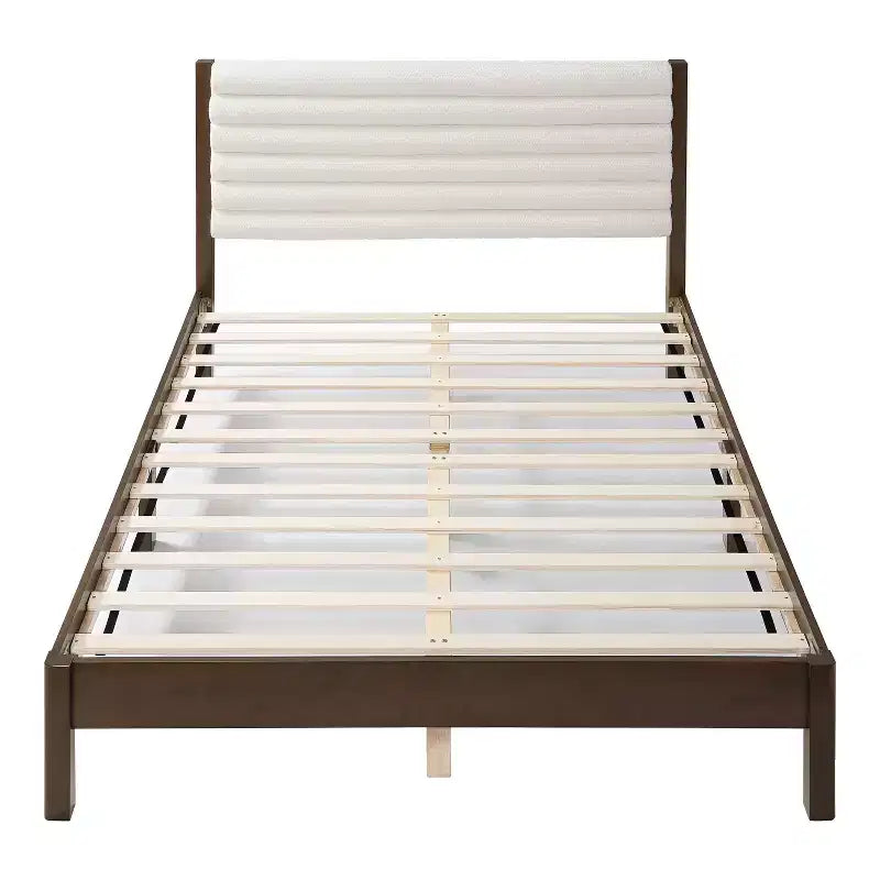 Queen Platform Bed with Boucle Upholstery