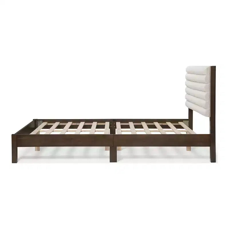 Queen Platform Bed with Boucle Upholstery