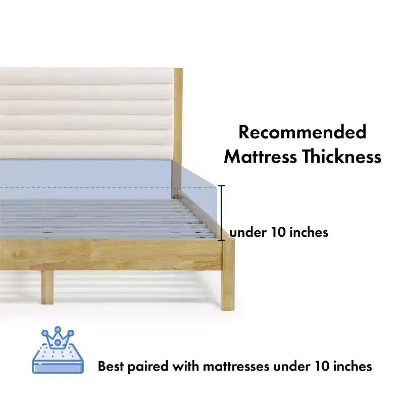 Queen Platform Bed with Boucle Upholstery