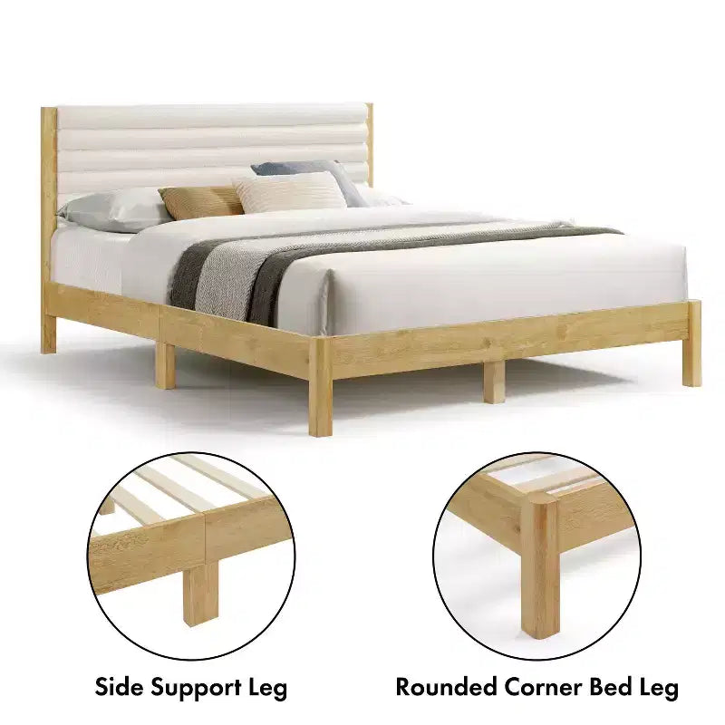 Queen Platform Bed with Boucle Upholstery