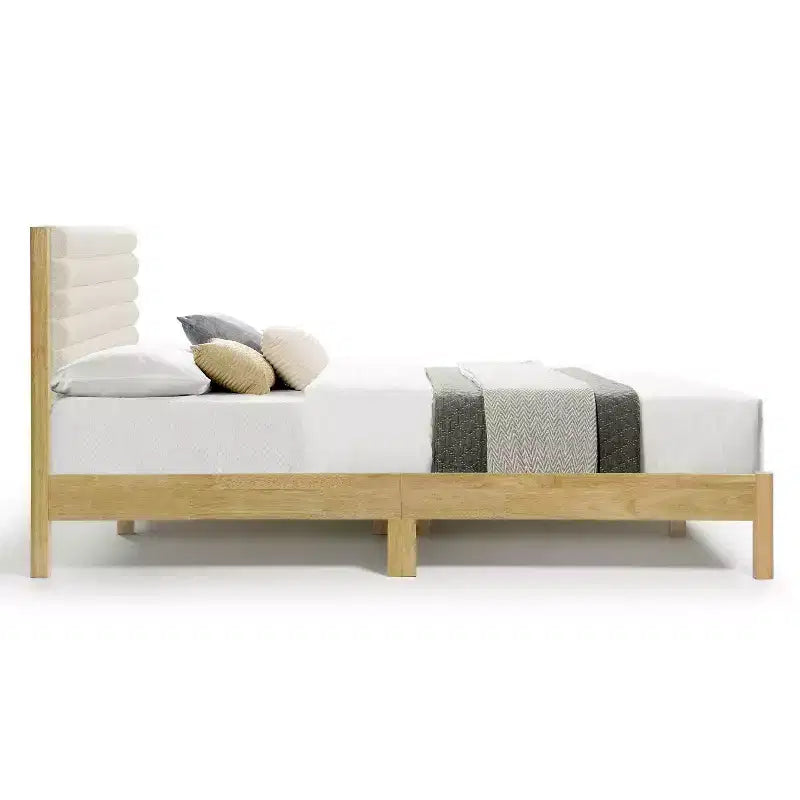 Queen Platform Bed with Boucle Upholstery